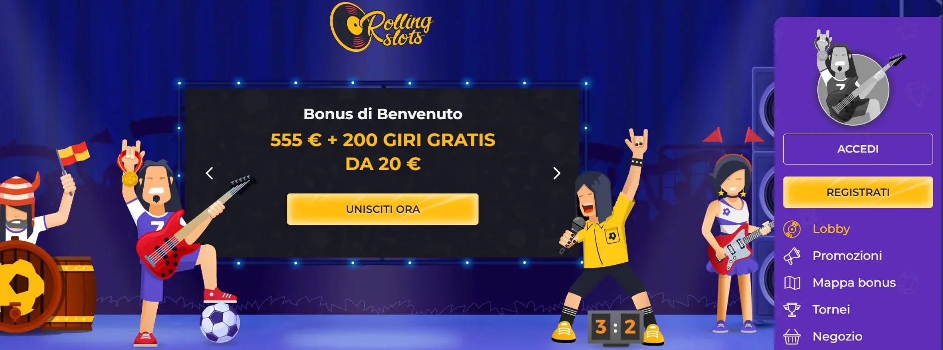 Rolling Slots: 20 giri gratuiti senza deposito su Area 69